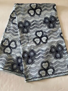 Navy and White Printed Cotton Fabric